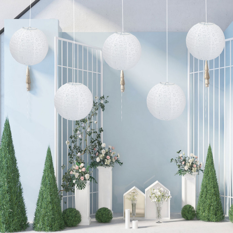 Στρογγυλό χαρτί Φανάρι Κρεμαστό Μπαλάκι Φανάρι Διακοσμήσεις Γάμου για Αίθριο Κήπου Διακόσμηση Κρεμαστό Μπαλκόνι