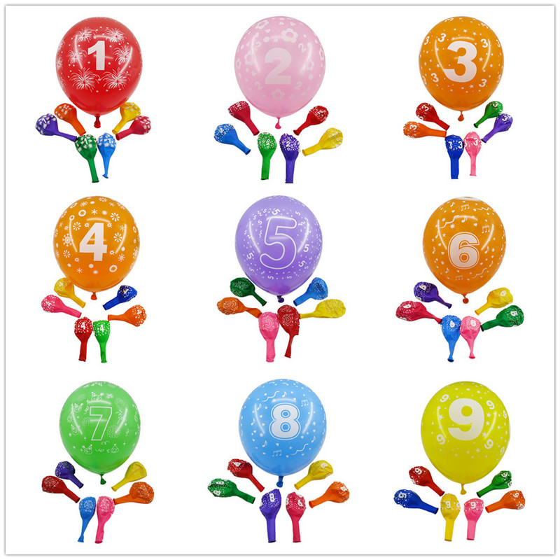 Amawill 10 buc Balon Digital pentru Ziua Nașterii Balon din Latex Număr 1 2 3 4 5 6 7 8 9 Ani 1-a 2-a Decorare pentru petrecere de aniversare Copii 75