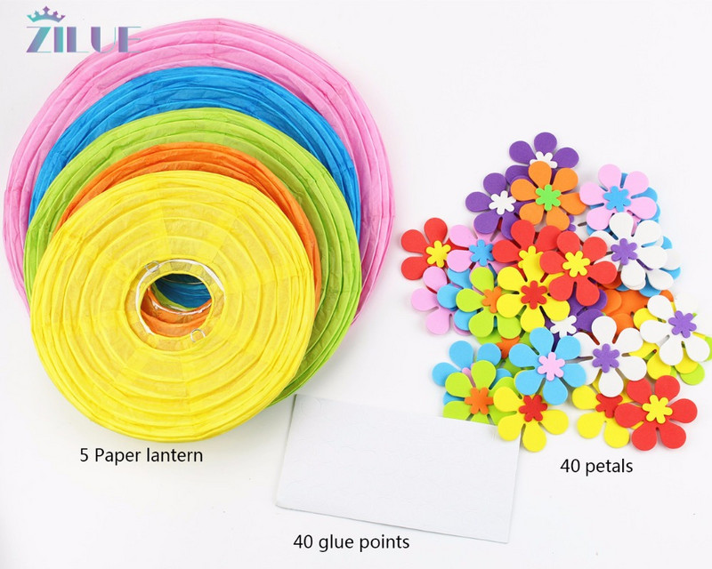 Zilue 5tk/partii Paberlatern Segavärviline Hibiscus DIY Lilled Paberlaternad Rippuvad Luau Hawaii Baby Shower Peokaunistused