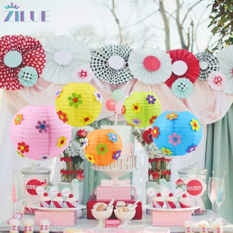 Zilue 5tk/partii Paberlatern Segavärviline Hibiscus DIY Lilled Paberlaternad Rippuvad Luau Hawaii Baby Shower Peokaunistused