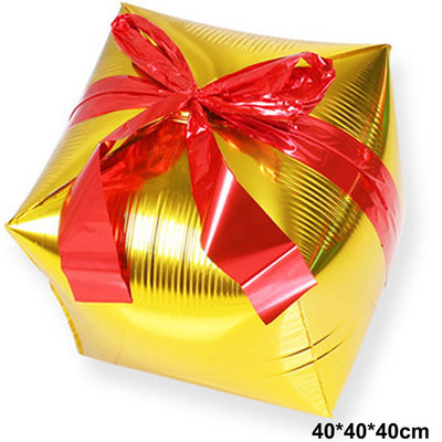 Cutie de cadouri de Crăciun Cub Baloane din folie Roșu Verde Albastru Violet Argintiu Cutie de cadouri Balon gonflabil Jucării pentru copii Decor petrecere de aniversare