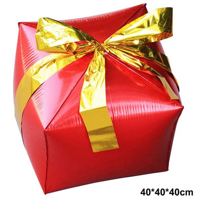 Cutie de cadouri de Crăciun Cub Baloane din folie Roșu Verde Albastru Violet Argintiu Cutie de cadouri Balon gonflabil Jucării pentru copii Decor petrecere de aniversare