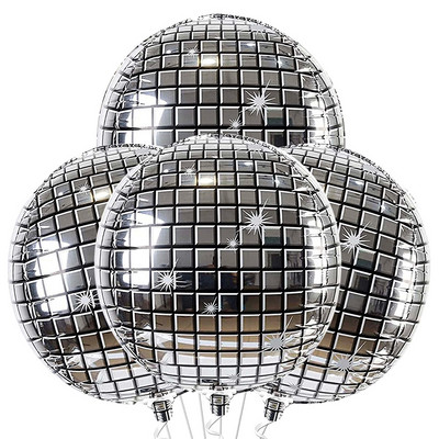 4 tk/komplekti diskopallide õhupallid 22-tollised 4D õhupallid 80ndate diskotantsupeo kujundusega 90ndate sünnipäevade metallist peeglist fooliumist õhupall