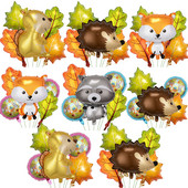 5 bucăți/set Balon din folie cu veveriță arici cu frunze Balon pentru petrecerea de aniversare a animalelor din pădure pentru băieți, decorațiuni de mulțumire