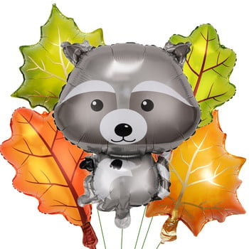 5 τμχ/σετ Hedgehog Squirrel Foil Balloon with Leaves Balloon for Boy\'s Woodland Animal Birthday Party Thanks Giving Decorations