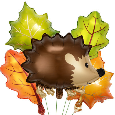 5 bucăți/set Balon din folie cu veveriță arici cu frunze Balon pentru petrecerea de aniversare a animalelor din pădure pentru băieți, decorațiuni de mulțumire