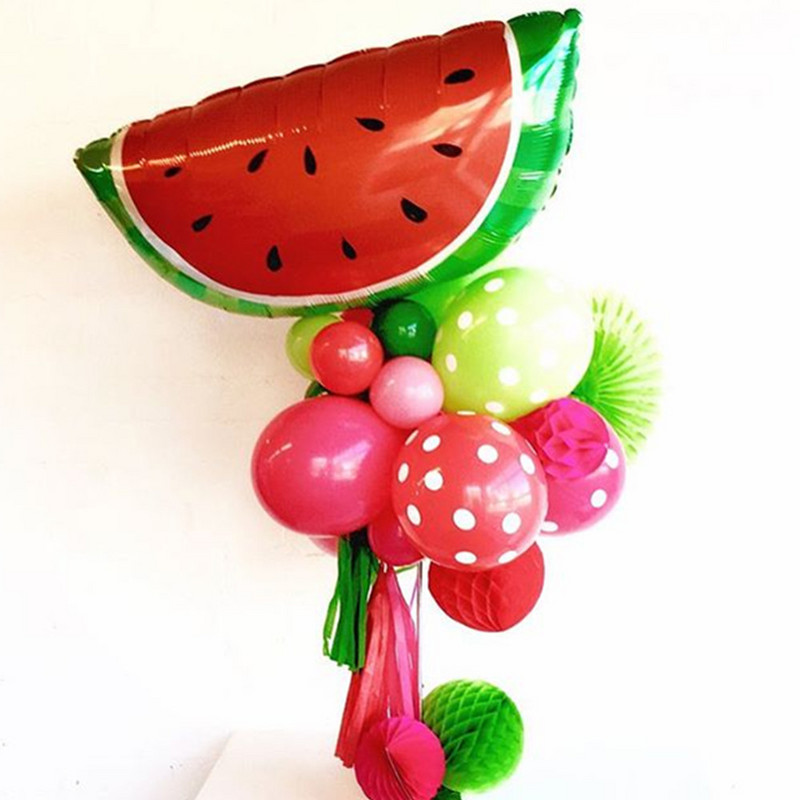 1 set de baloane cu heliu din folie de pepene verde Baloane cu aer cu fructe de desene animate pentru decorare pentru petrecerea de aniversare cu tematică de vară, consumabile pentru baby shower