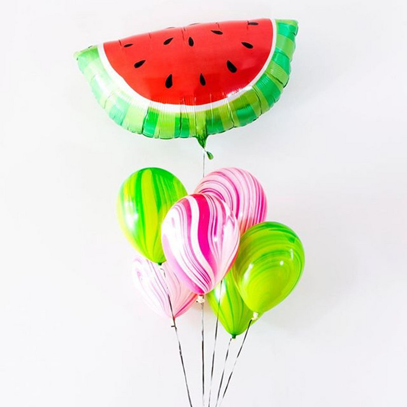 1 set de baloane cu heliu din folie de pepene verde Baloane cu aer cu fructe de desene animate pentru decorare pentru petrecerea de aniversare cu tematică de vară, consumabile pentru baby shower