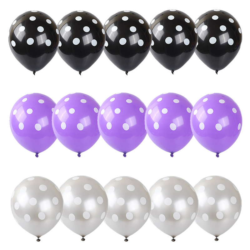 10/20 buc. Baloane din latex cu buline de 12 inch alb-negru pentru ziua de nastere a bebelusului Articole pentru decorare nunta Baloane pentru petrecere multicolore
