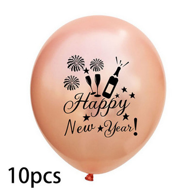10 buc. Baloane cu heliu din latex de Anul Nou, auriu negru