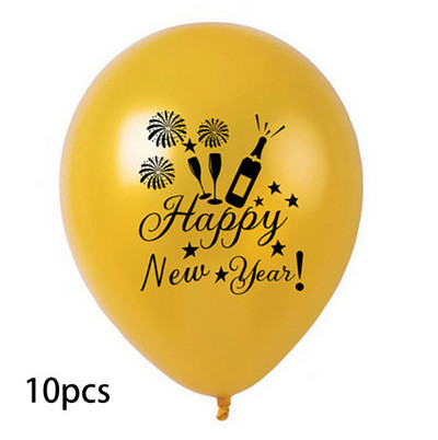 10 buc. Baloane cu heliu din latex de Anul Nou, auriu negru