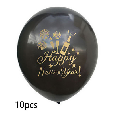 10 buc. Baloane cu heliu din latex de Anul Nou, auriu negru
