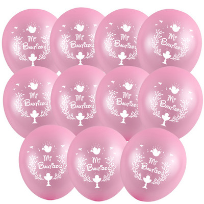 Spaniolă My Baptism Theme Baloane Logo 50 buc 10 inch Set de baloane din latex, roz albastru, băiat, fată, ziua de naștere, decorațiuni de petrecere pentru baby shower