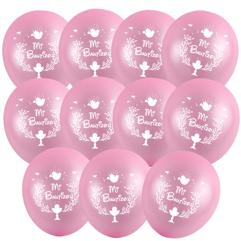 Spaniolă My Baptism Theme Baloane Logo 50 buc 10 inch Set de baloane din latex, roz albastru, băiat, fată, ziua de naștere, decorațiuni de petrecere pentru baby shower