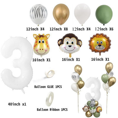 10 buc. Baloane cu model de animale Jungle Safari Baloane de decorare pentru petrecerea de aniversare pentru animale din pădure.