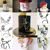 Ακρυλική μινιμαλιστική τέχνη Lady Face Cake Topper Κορίτσι Χρόνια Πολλά Διακόσμηση τούρτας Γαμήλια τούρτα Toppers Προμήθειες πάρτι