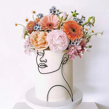 Акрилно минималистично изкуство Lady Face Cake Topper Girl Честит рожден ден Декорация на торта Wedding Cake Toppers Парти консумативи