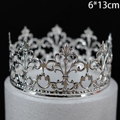1 ΤΕΜ. Χρυσό Tiara Χρώμα Crown Cake Διακοσμητικό Κομψό Γαμήλιο Τούρτα Princess Birthday Decoratio Προμήθειες πάρτι