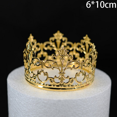 1 ΤΕΜ. Χρυσό Tiara Χρώμα Crown Cake Διακοσμητικό Κομψό Γαμήλιο Τούρτα Princess Birthday Decoratio Προμήθειες πάρτι