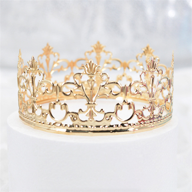 1 ΤΕΜ. Χρυσό Tiara Χρώμα Crown Cake Διακοσμητικό Κομψό Γαμήλιο Τούρτα Princess Birthday Decoratio Προμήθειες πάρτι