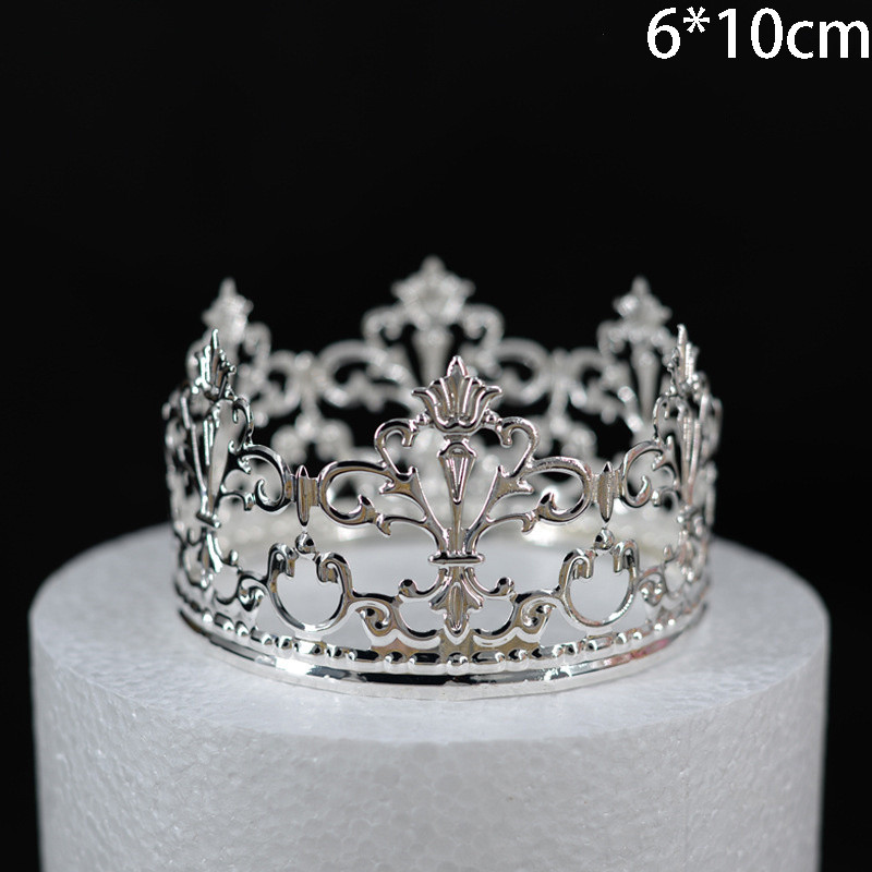 1 ΤΕΜ. Χρυσό Tiara Χρώμα Crown Cake Διακοσμητικό Κομψό Γαμήλιο Τούρτα Princess Birthday Decoratio Προμήθειες πάρτι