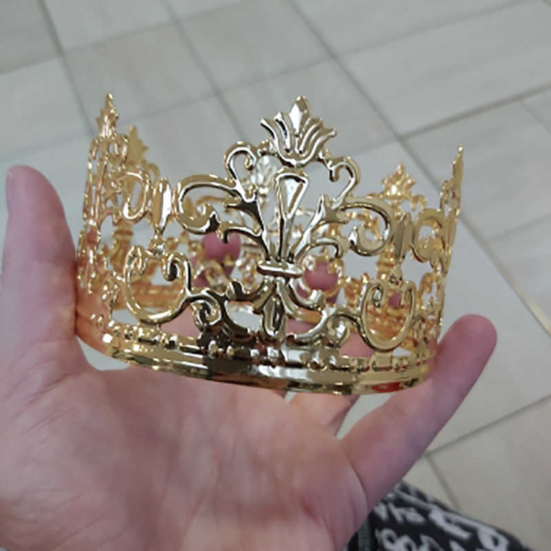 1 ΤΕΜ. Χρυσό Tiara Χρώμα Crown Cake Διακοσμητικό Κομψό Γαμήλιο Τούρτα Princess Birthday Decoratio Προμήθειες πάρτι