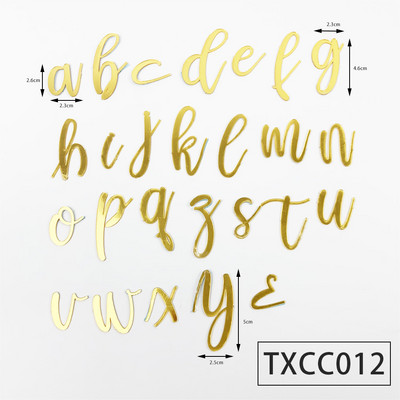 Kuldne peegel-akrüül AZ Inglise tähestikuga koogi kaunistamine sünnipäevapeoks, pulmade magustoit, meisterdamine, tordikatted