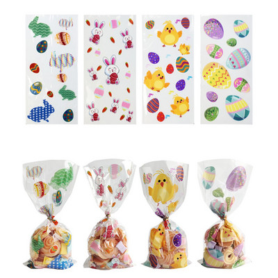 50 buc. Pungă de plastic cu bomboane de Paște Fericit Pungă de cadou Iepuraș drăguț Ouă de Paște Ambalaj pentru cadou de Paște Decorare de Paște pentru casă 2023