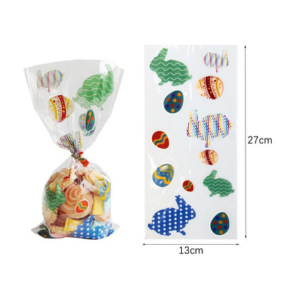 50 бр Честит Великден пластмасова торбичка за бонбони Подаръчна торбичка Сладко зайче Великденски яйца Опаковка за Великденски подарък Великденска украса за дома 2023 г.