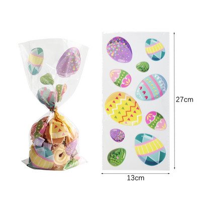50 бр Честит Великден пластмасова торбичка за бонбони Подаръчна торбичка Сладко зайче Великденски яйца Опаковка за Великденски подарък Великденска украса за дома 2023 г.