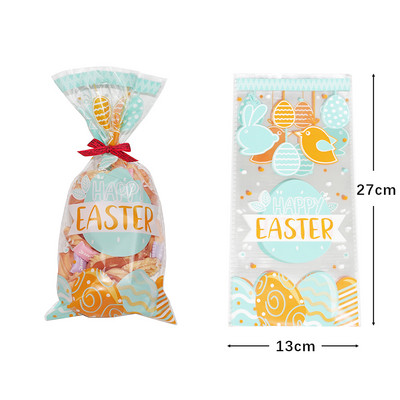 50 бр Честит Великден пластмасова торбичка за бонбони Подаръчна торбичка Сладко зайче Великденски яйца Опаковка за Великденски подарък Великденска украса за дома 2023 г.