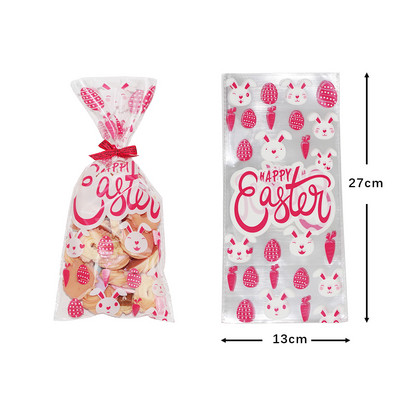 50 бр Честит Великден пластмасова торбичка за бонбони Подаръчна торбичка Сладко зайче Великденски яйца Опаковка за Великденски подарък Великденска украса за дома 2023 г.