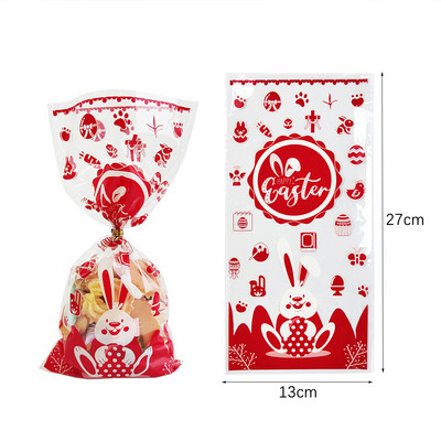 50 бр Честит Великден пластмасова торбичка за бонбони Подаръчна торбичка Сладко зайче Великденски яйца Опаковка за Великденски подарък Великденска украса за дома 2023 г.
