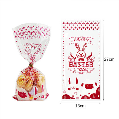 50 бр Честит Великден пластмасова торбичка за бонбони Подаръчна торбичка Сладко зайче Великденски яйца Опаковка за Великденски подарък Великденска украса за дома 2023 г.