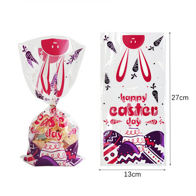 50 бр Честит Великден пластмасова торбичка за бонбони Подаръчна торбичка Сладко зайче Великденски яйца Опаковка за Великденски подарък Великденска украса за дома 2023 г.