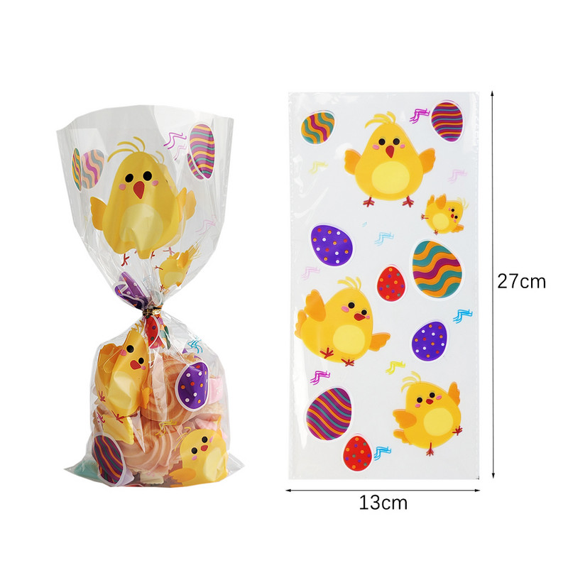 50 бр Честит Великден пластмасова торбичка за бонбони Подаръчна торбичка Сладко зайче Великденски яйца Опаковка за Великденски подарък Великденска украса за дома 2023 г.