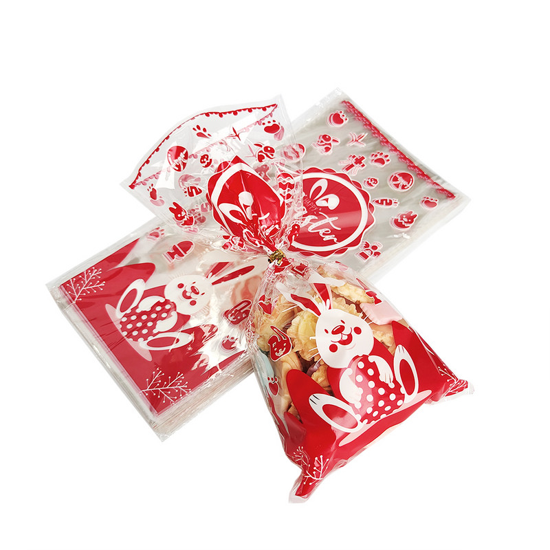 50 бр Честит Великден пластмасова торбичка за бонбони Подаръчна торбичка Сладко зайче Великденски яйца Опаковка за Великденски подарък Великденска украса за дома 2023 г.