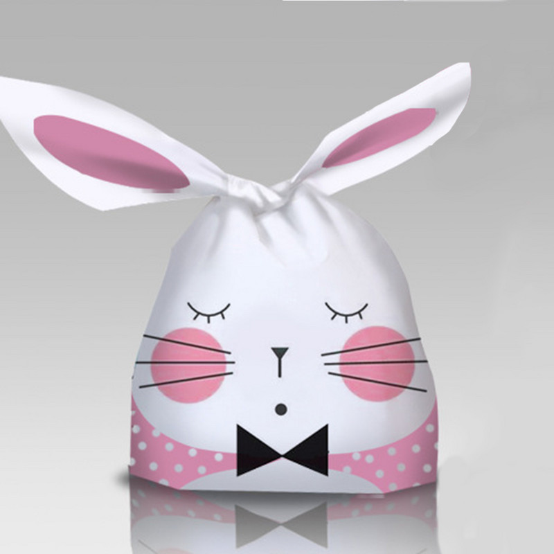 50 vnt. Triušio ausų maišeliai Sausainiai Saldainiai Dovanų plastikiniai maišeliai Linksmų Velykų kepimo pakuotės sausainiams Užkandžių vakarėlio reikmenys