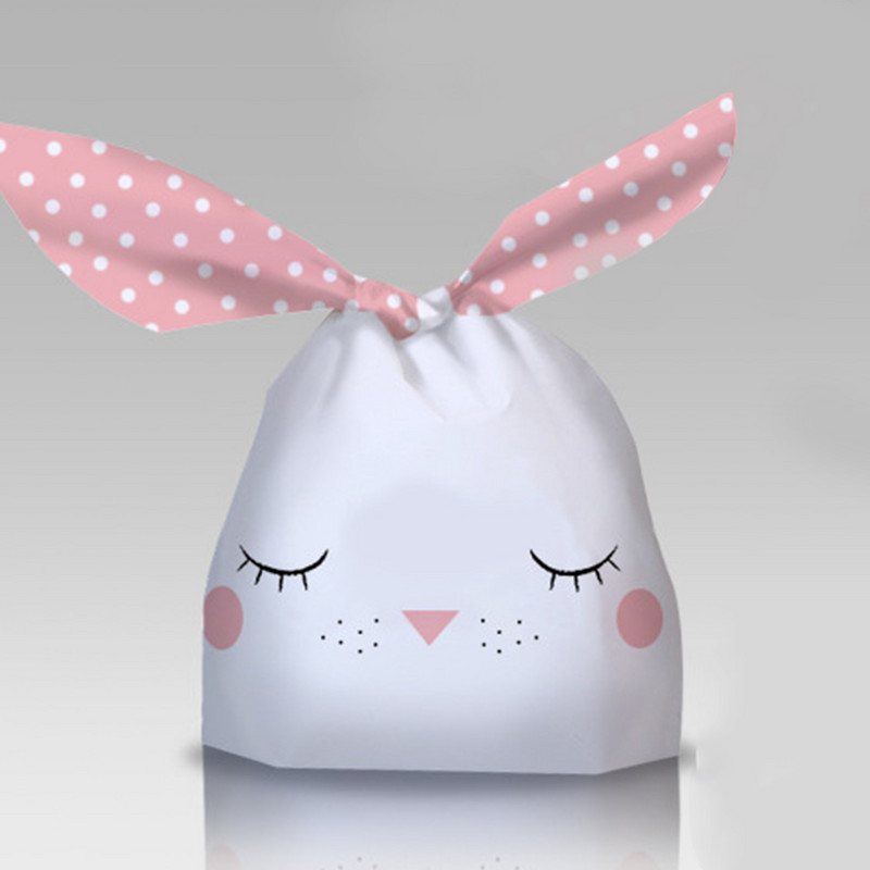 50 vnt. Triušio ausų maišeliai Sausainiai Saldainiai Dovanų plastikiniai maišeliai Linksmų Velykų kepimo pakuotės sausainiams Užkandžių vakarėlio reikmenys