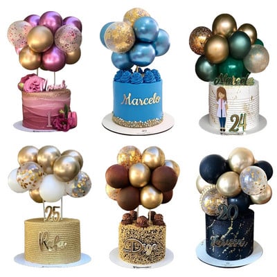 Topper pentru tort cu balon de 5 inch, paiete din latex, decorare colorată pentru tort, decorare pentru nunta, petrecere de aniversare, pentru baby shower, consumabile de copt