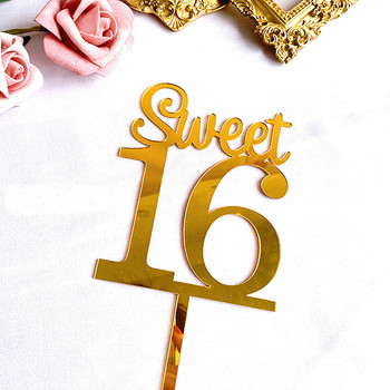 Нов златен акрилен топер за торта Честит рожден ден Sweet16 20th 30th 40th Special Age Консумативи за декорация на рожден ден