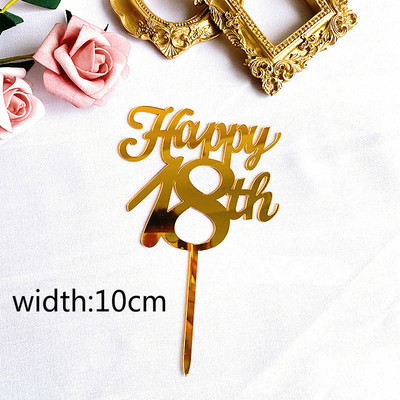 New Gold Acrylic Happy Birthday Cake Topper Sweet16 20th 30th 40th Special Age Birthday Party Decoration Sweet