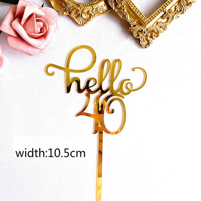 New Gold Acrylic Happy Birthday Cake Topper Sweet16 20th 30th 40th Special Age Birthday Party Decoration Sweet