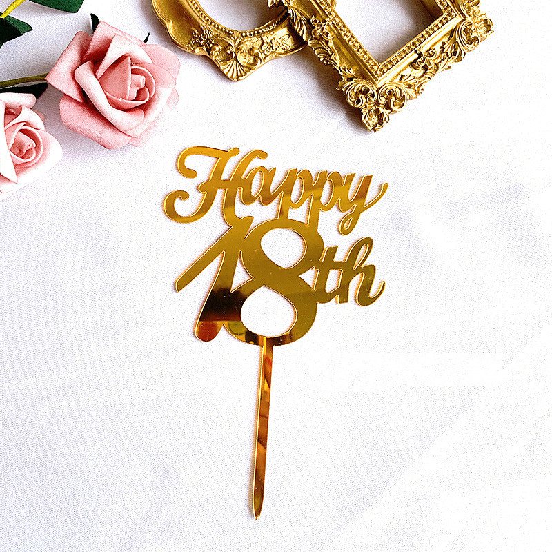 New Gold Acrylic Happy Birthday Cake Topper Sweet16 20th 30th 40th Special Age Birthday Party Decoration Sweet