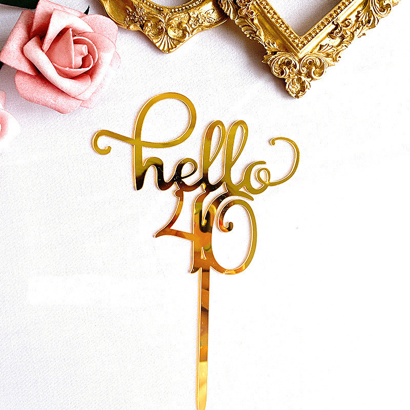 New Gold Acrylic Happy Birthday Cake Topper Sweet16 20th 30th 40th Special Age Birthday Party Decoration Sweet