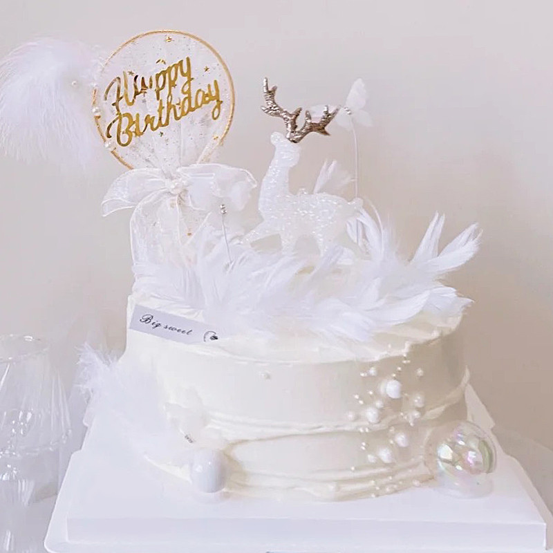 Cerb din plastic pentru tort Crăciun, ren alb, păpuși de căprioară în picioare, de Crăciun, de Anul Nou, instrumente pentru decorarea torturilor, rechizite pentru petreceri