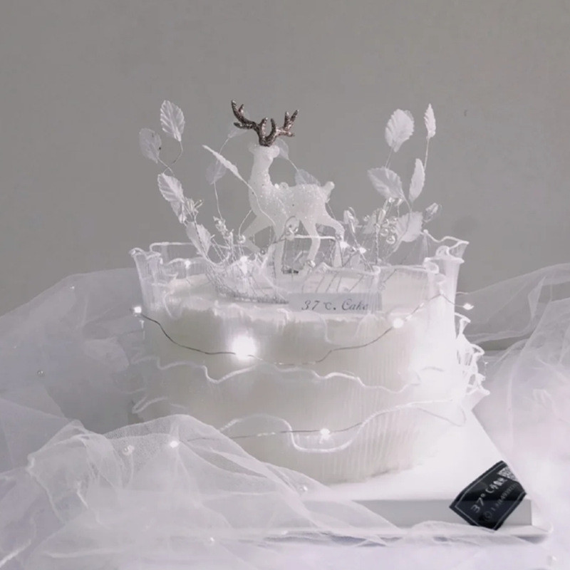 Cerb din plastic pentru tort Crăciun, ren alb, păpuși de căprioară în picioare, de Crăciun, de Anul Nou, instrumente pentru decorarea torturilor, rechizite pentru petreceri