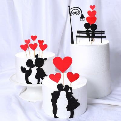 Wedding Cupcake Topper Σετ Love Heart Sweet Lovers Cake Topper για την επέτειο του Αγίου Βαλεντίνου Διακοσμήσεις τούρτας για πάρτι γάμου