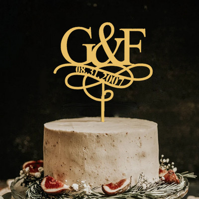 Decor personalizat pentru tort, cu oglindă acrilice, cu scrisoare, cu nume și data personalizate, decorare pentru nuntă, auriu, la mulți ani