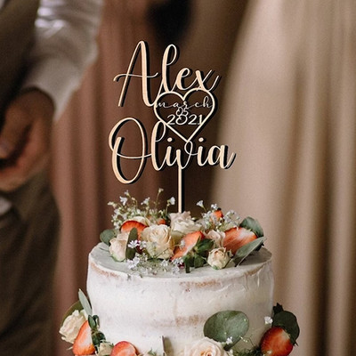Decor personalizat pentru tort, cu oglindă acrilice, cu scrisoare, cu nume și data personalizate, decorare pentru nuntă, auriu, la mulți ani